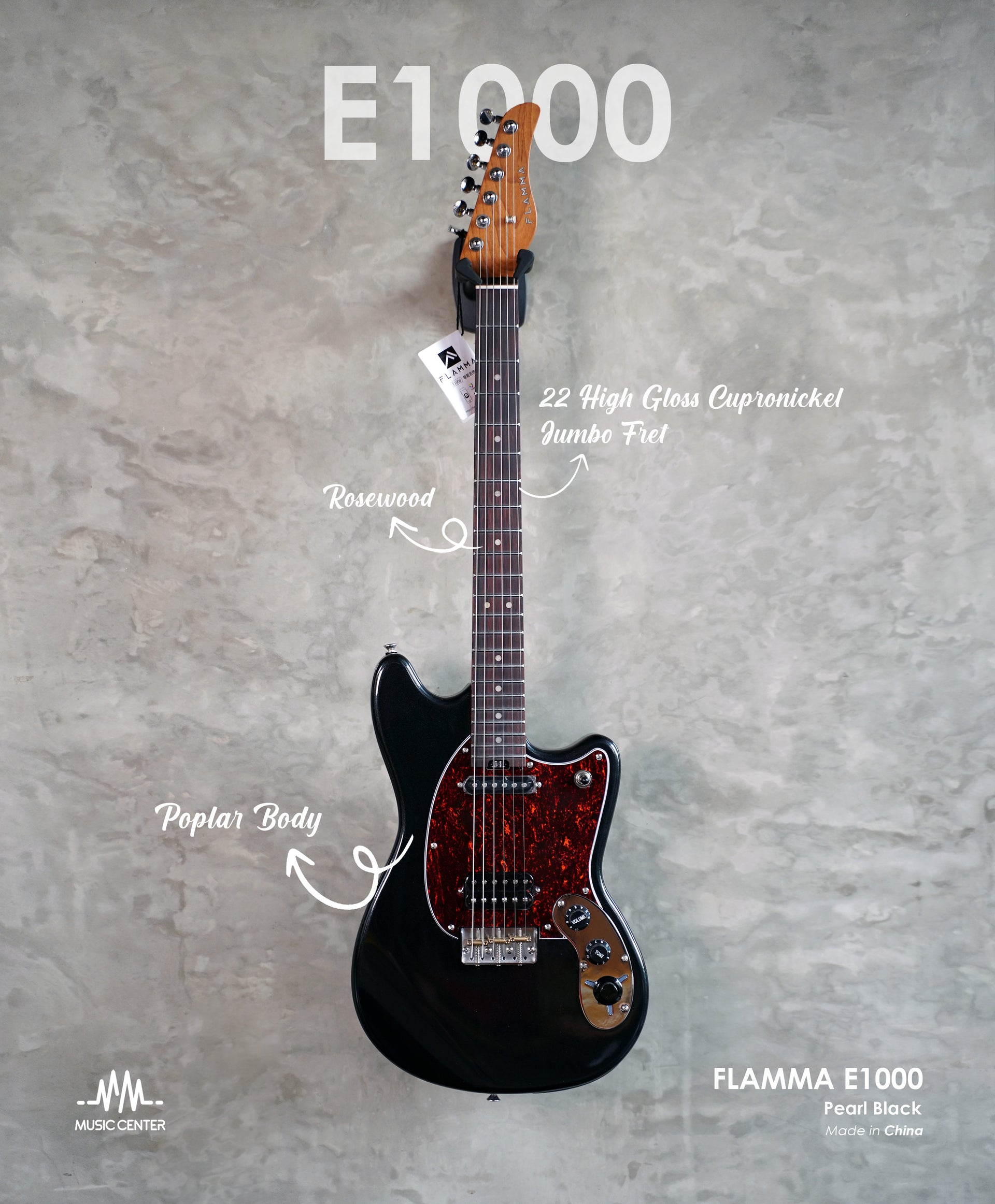 Flama E1000 Electric Guitar, Black