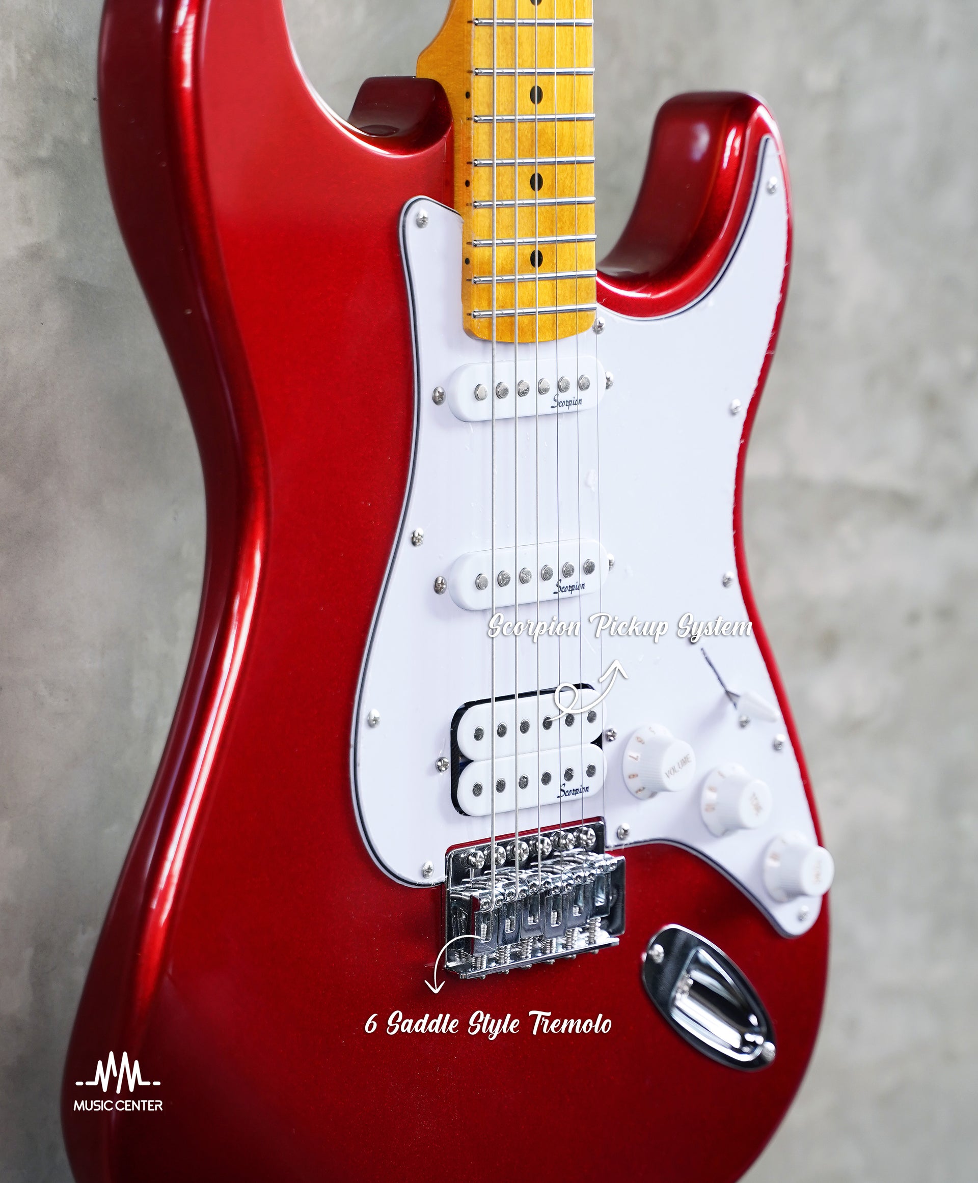 Scorpion SS120 Electric Guitar Stratocaster, Candy Apple Red