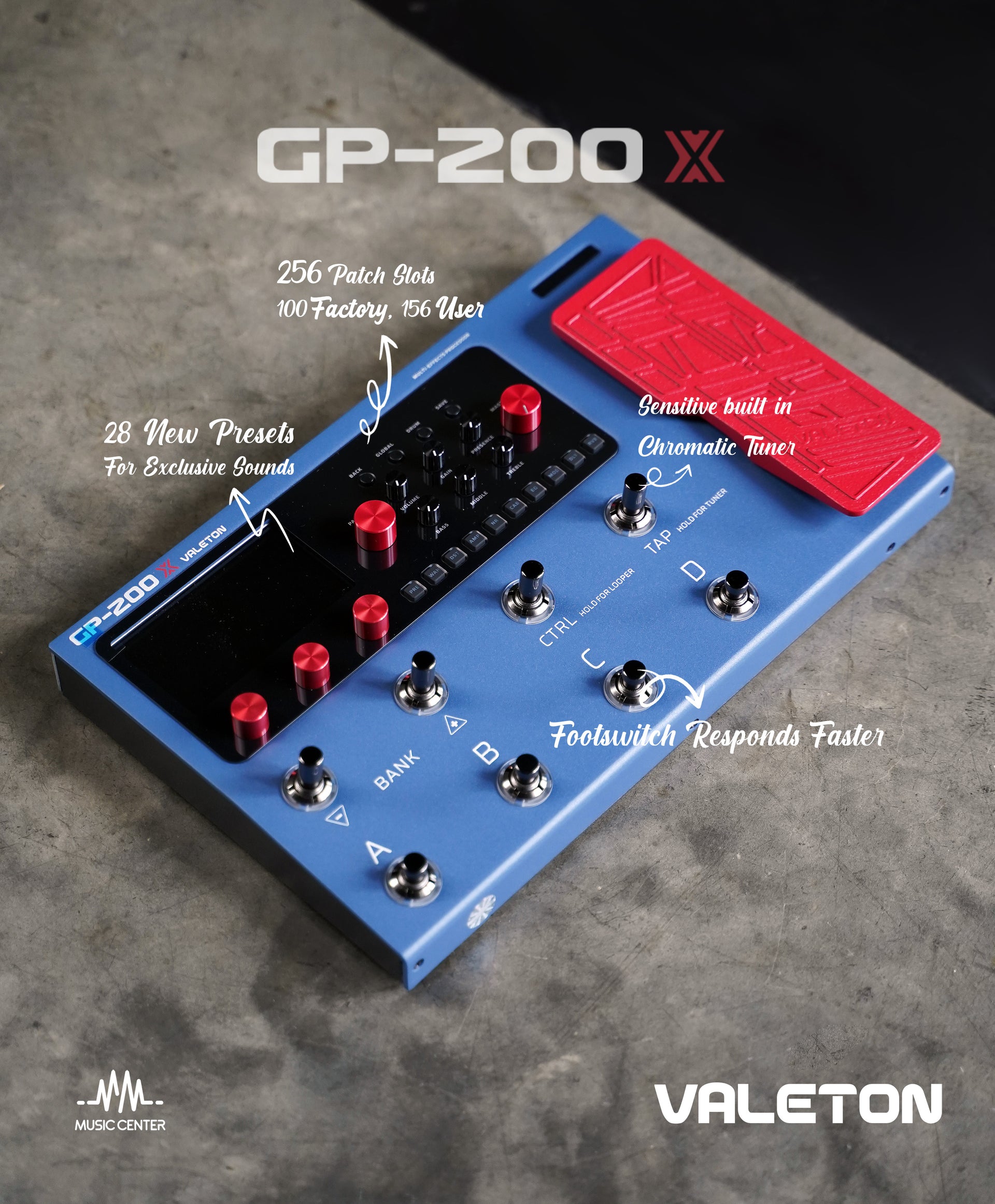 VALETON GP200X Multi Effects, Blue Red Limited Edition