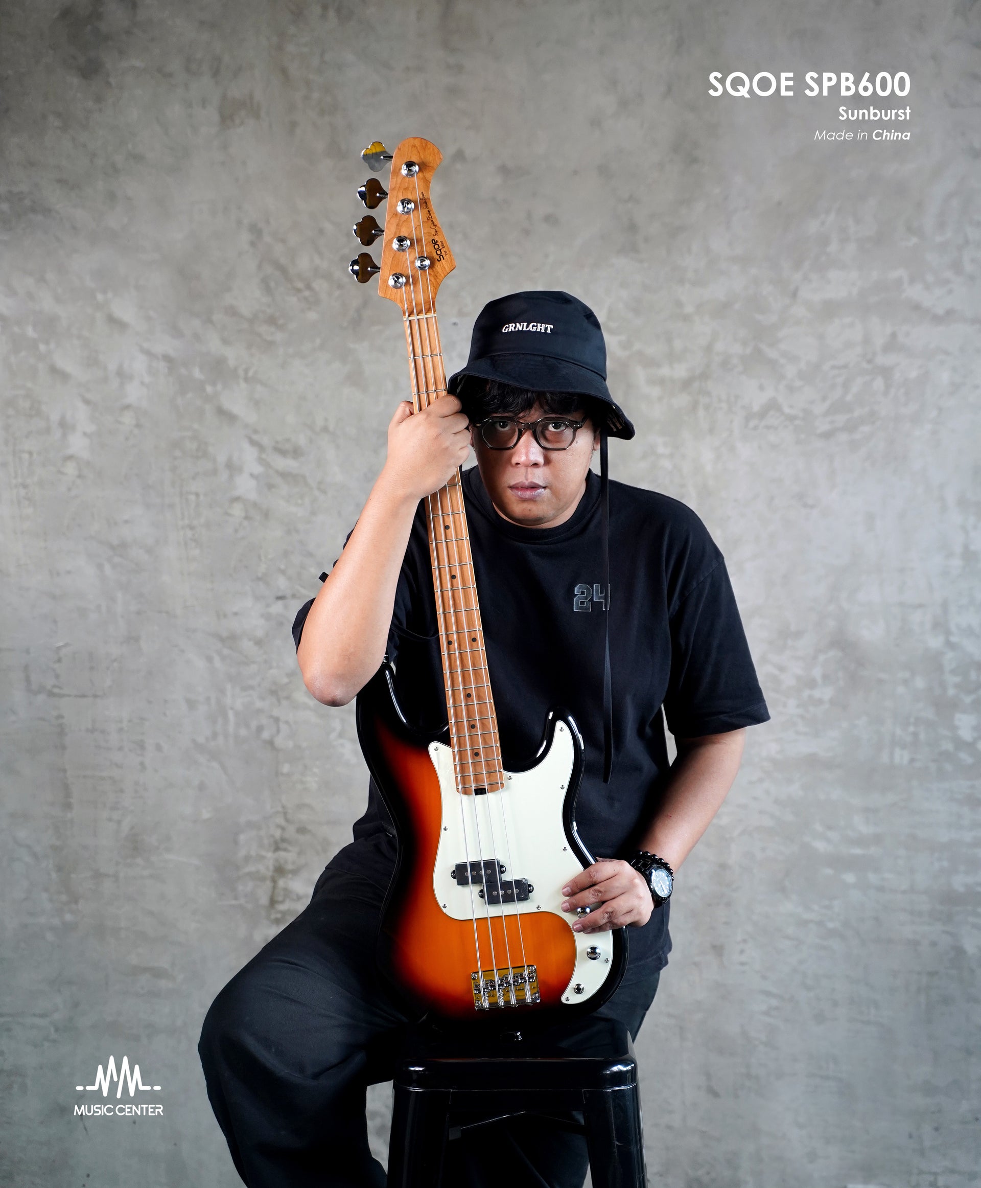 SQOE SPB600 Electric Bass, 3-Tone Sunburst