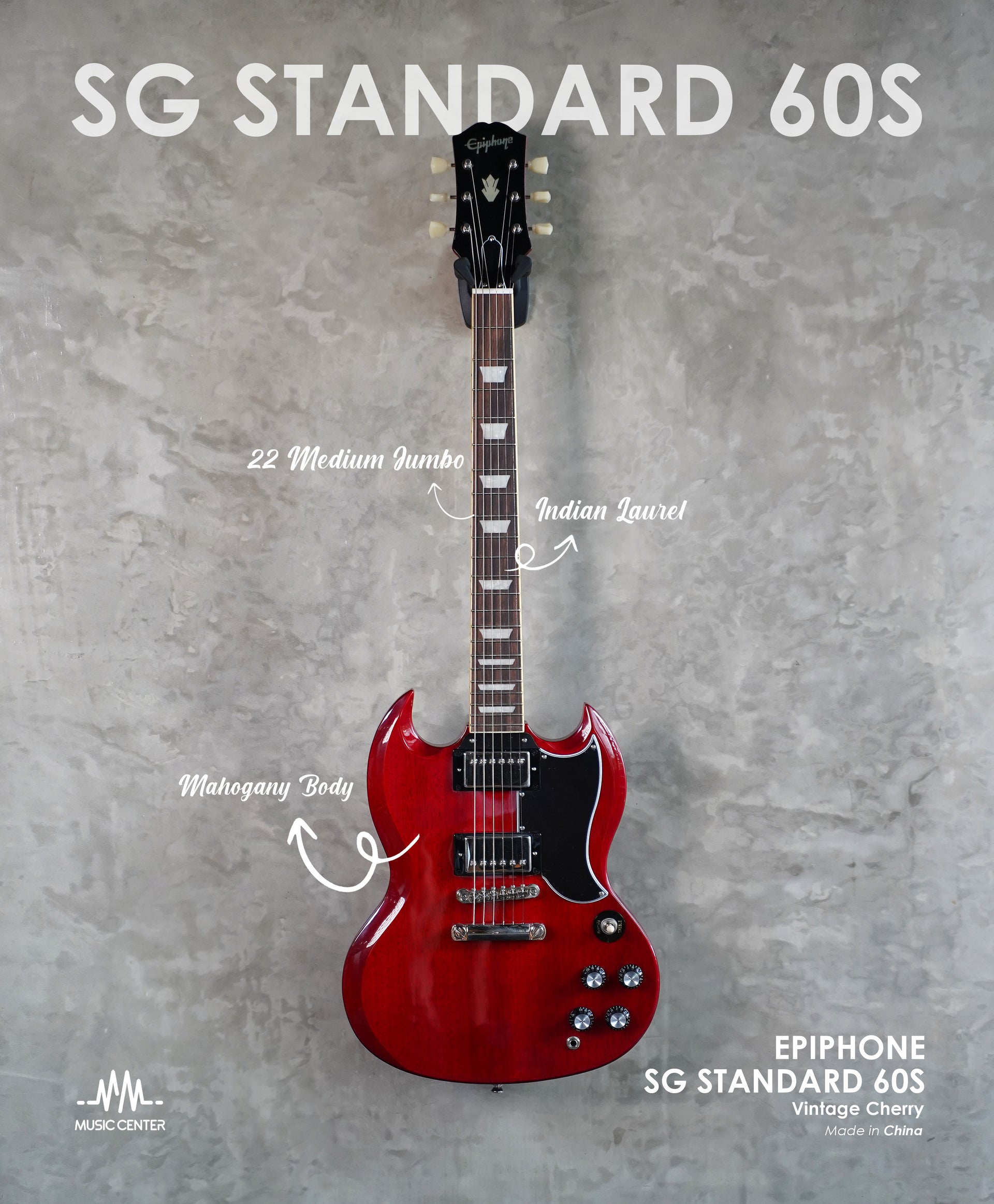 Epiphone SG Standard 60s Electric Guitar, Vintage Cherry