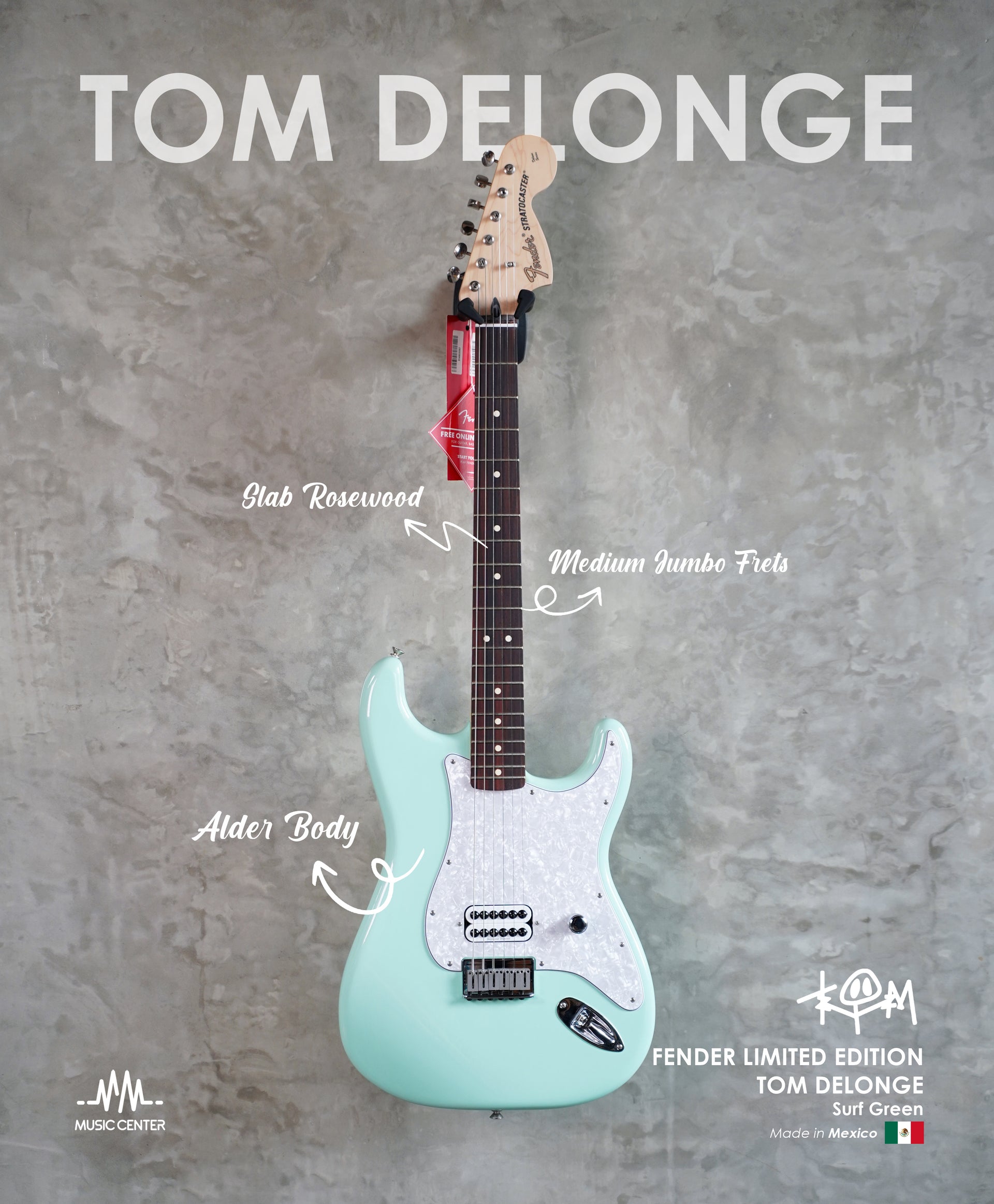 Fender Limited Edition Tom DeLonge Stratocaster Electric Guitar, Surf Green