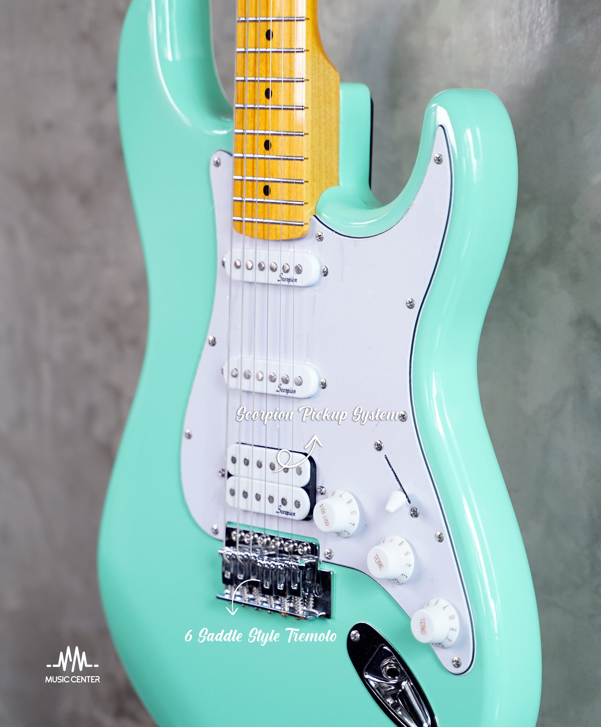 Scorpion SS120 Electric Guitar Stratocaster, Surf Green