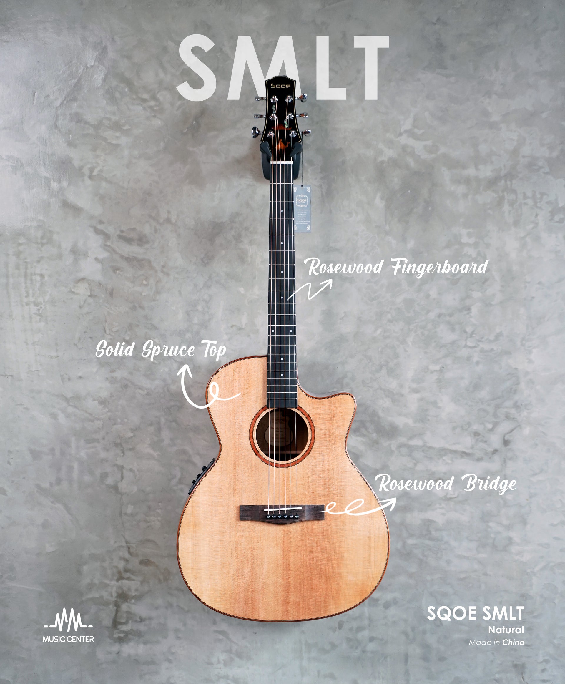 SQOE SMLT-N Accoustic Guitar, Natural