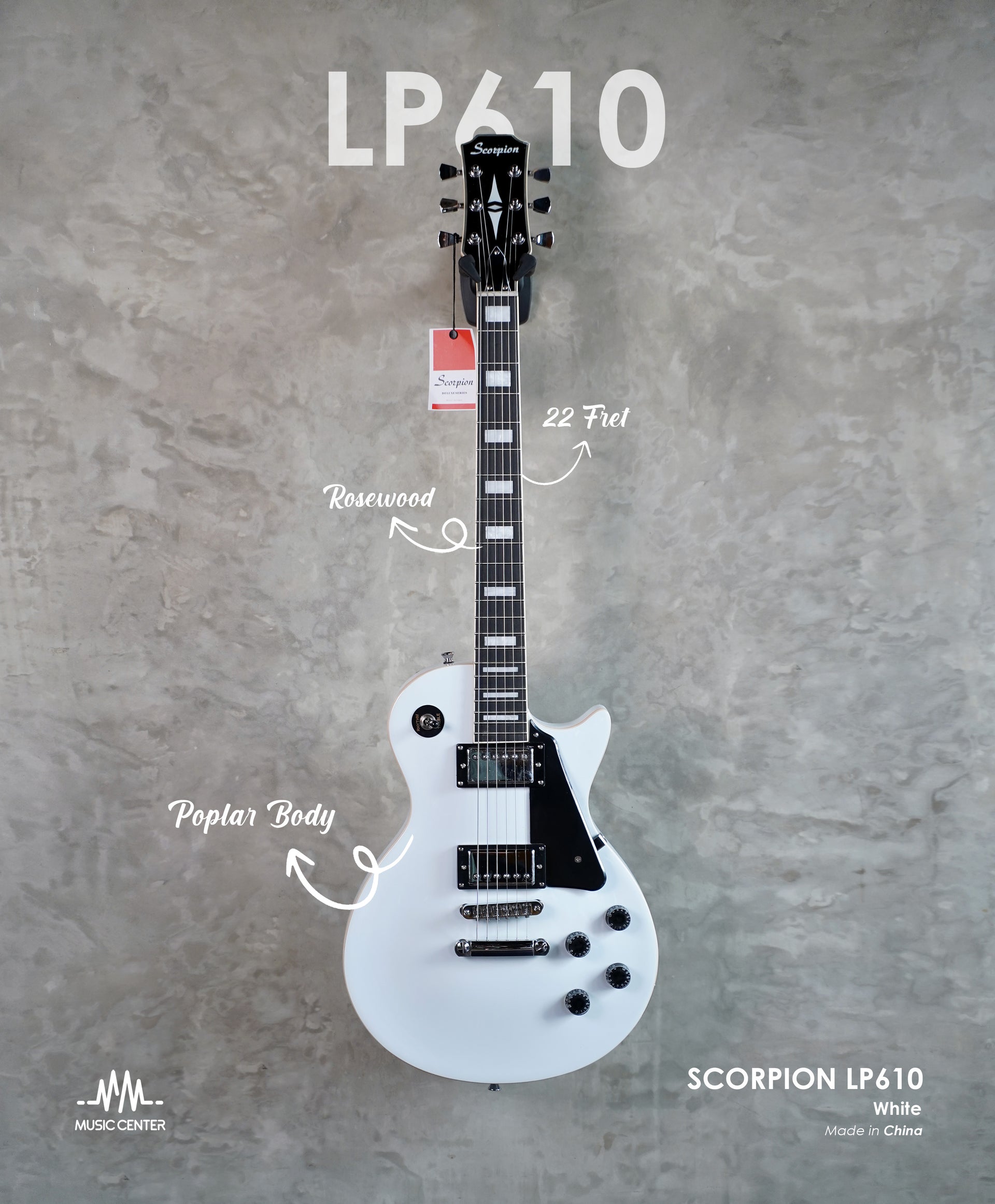 Scorpion LP610 Les Paul Electric Guitar, White