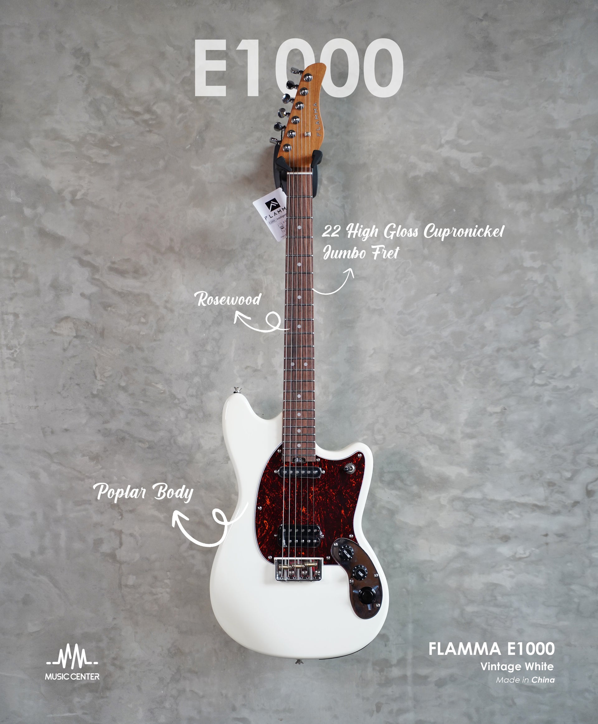 Flama E1000 Electric Guitar, White