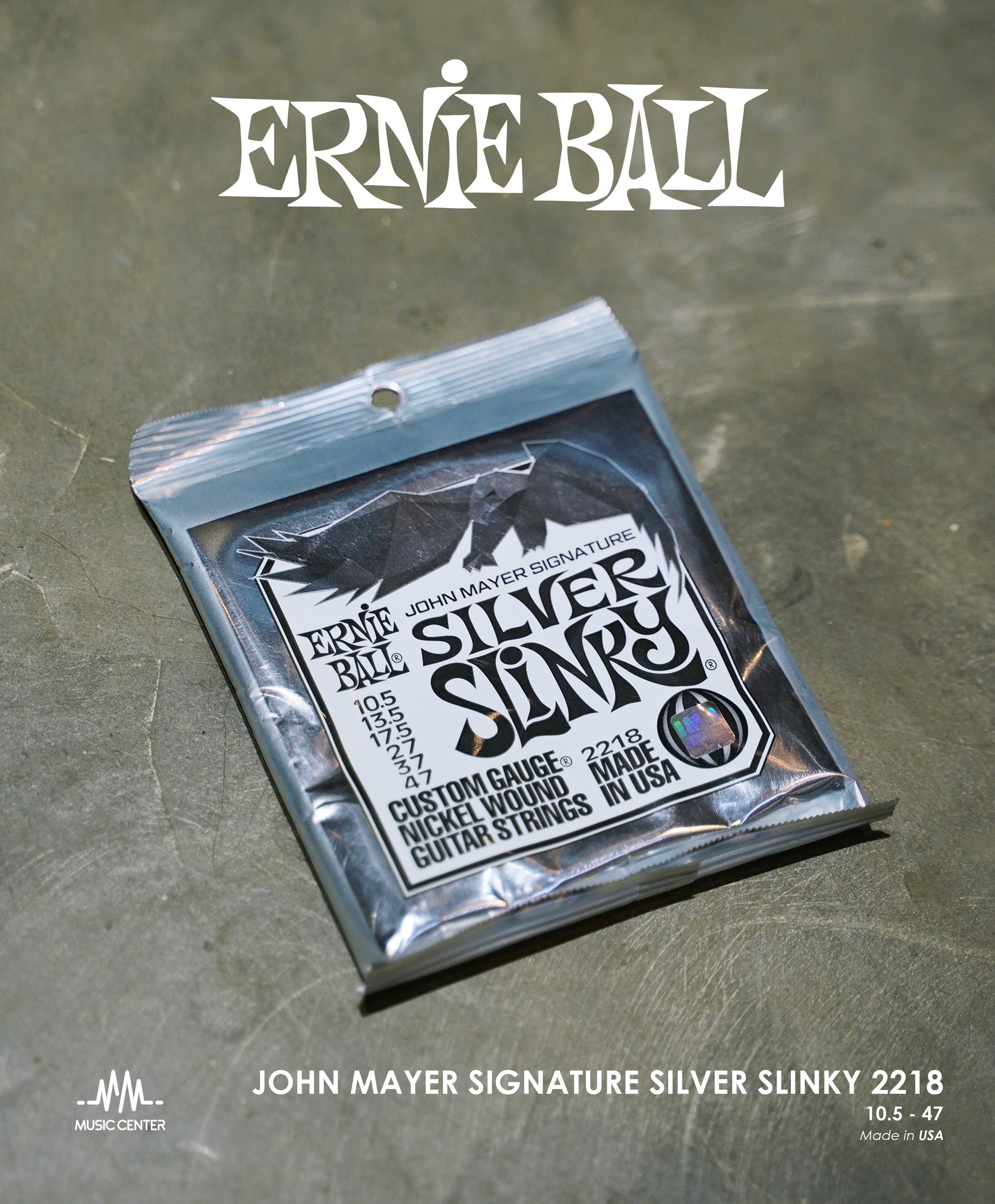 Ernie Ball John Mayer Silver Slinky 2218 Nickel Wound Electric Guitar Strings, 10.5-47