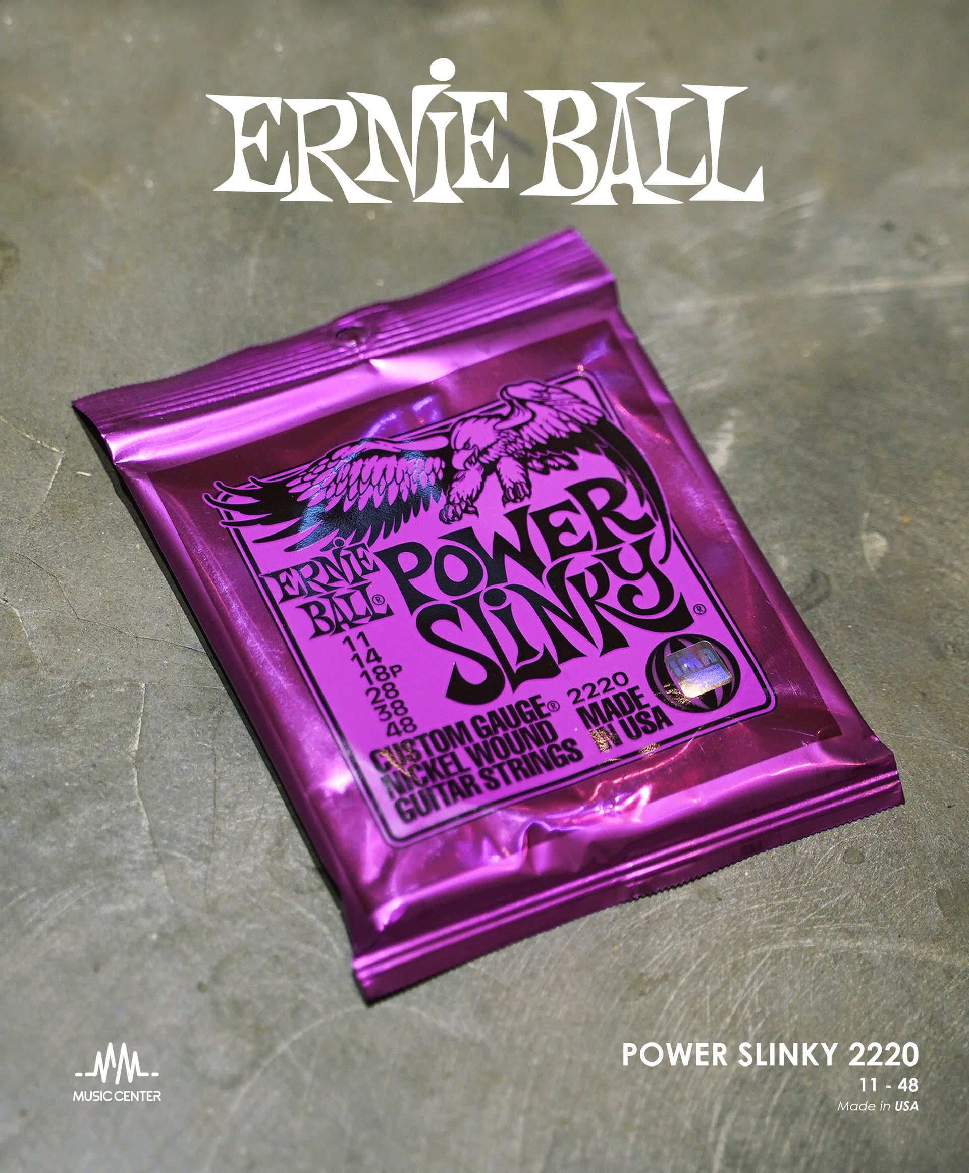Ernie Ball Power Slinky 2220 Nickel Wound Electric Guitar Strings, 11-48