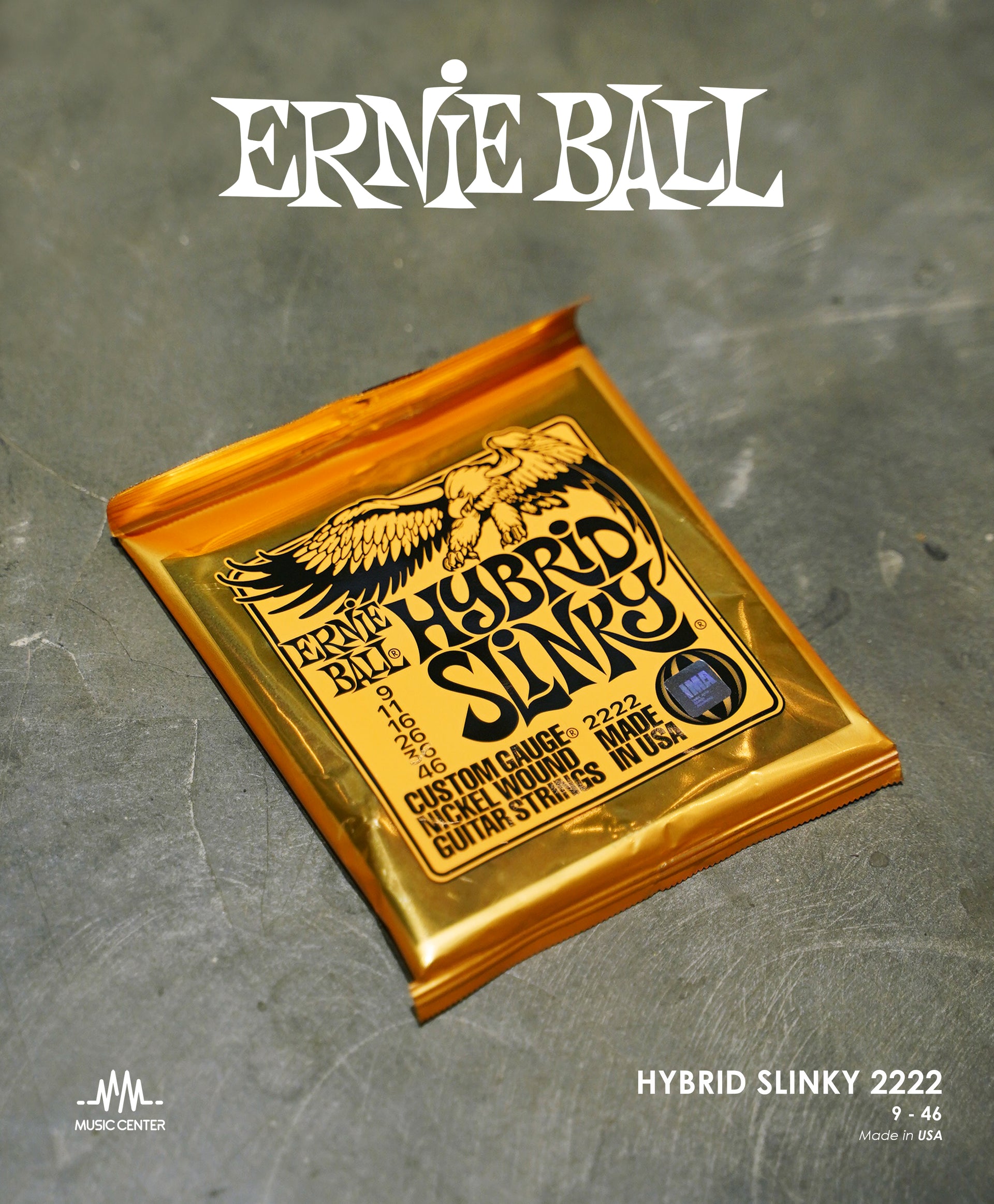 Ernie Ball Hybrid Slinky 2222 Nickel Wound Electric Guitar Strings, 9-46