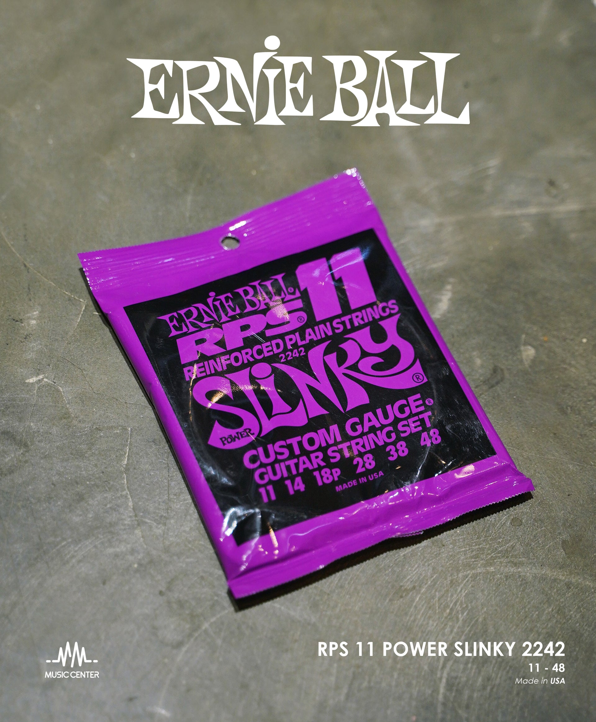 Ernie Ball Power Slinky RPS 2242 Nickel Wound Electric Guitar Strings, 11-48