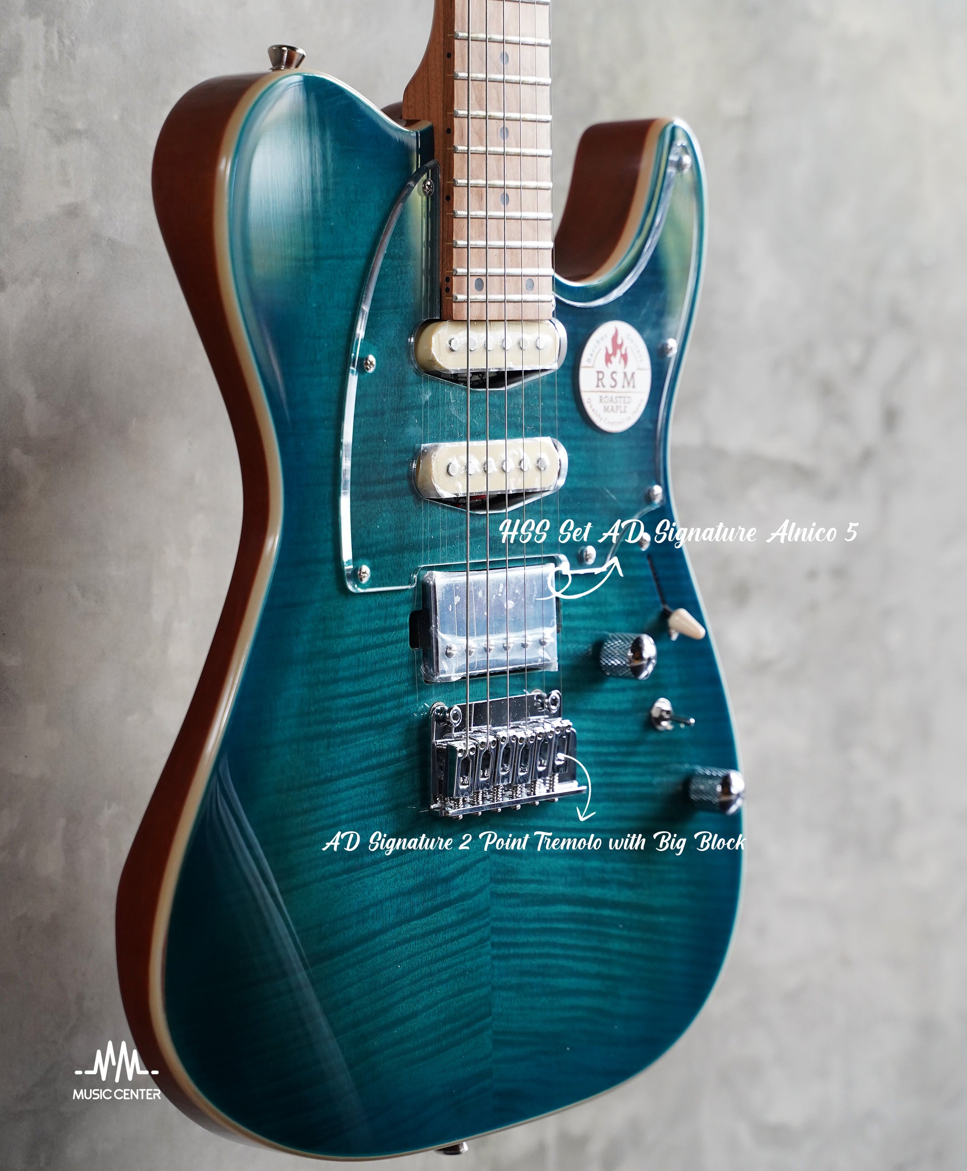 Bacchus Andre Dinuth Signature Series Electric Guitar, Transparent Blue