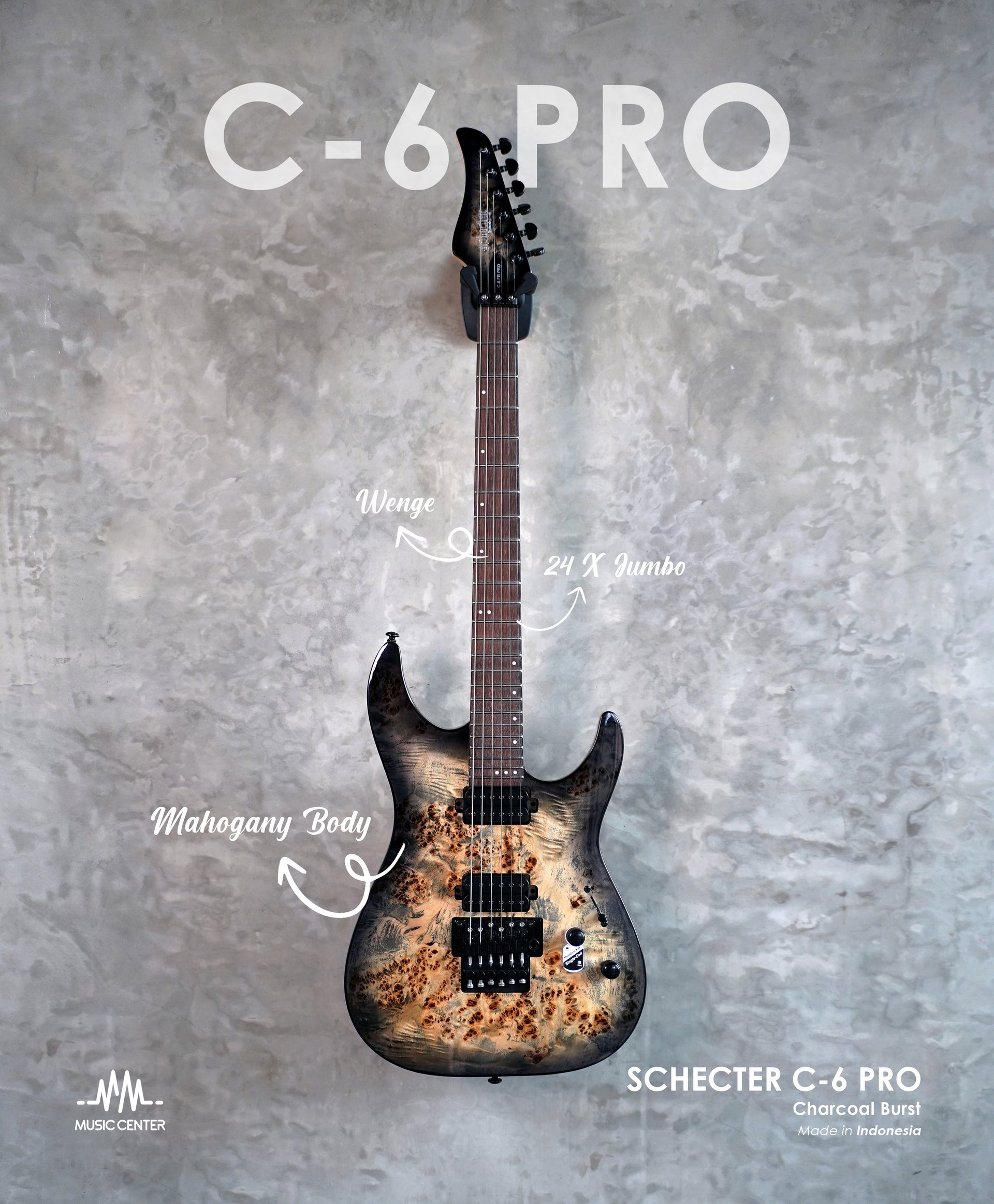 Schecter C6 Pro FR, Charcoal Burst