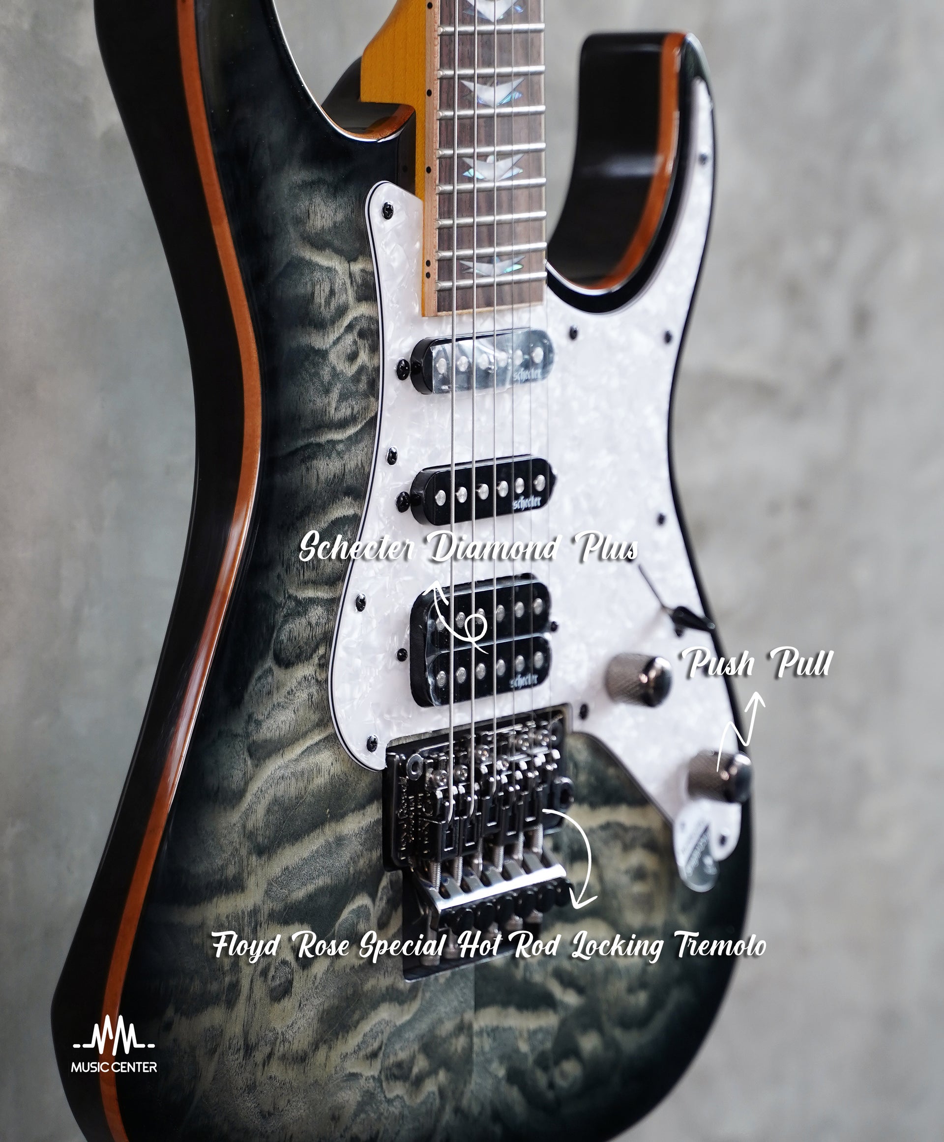Schecter Banshee 6FR Extreme Electric Guitar, Charcoal Burst