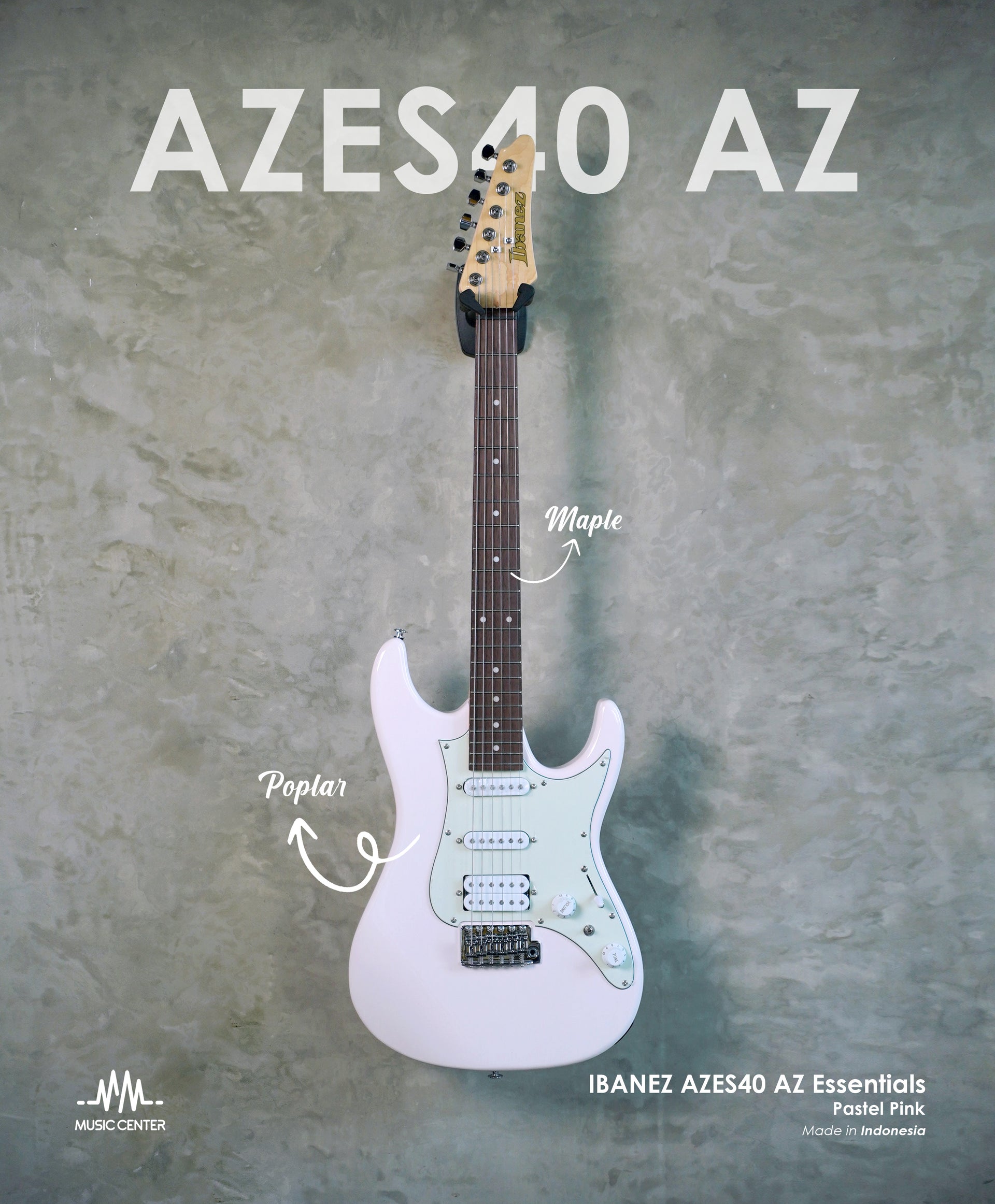 Ibanez AZES40 AZ Essentials Series Electric Guitar, Pastel Pink