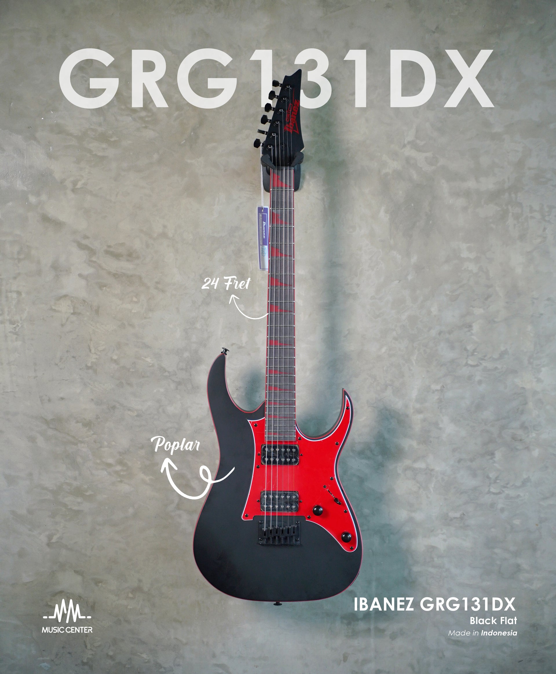 Ibanez Gio GRG131DX-BKF Electric Guitar, Black Flat