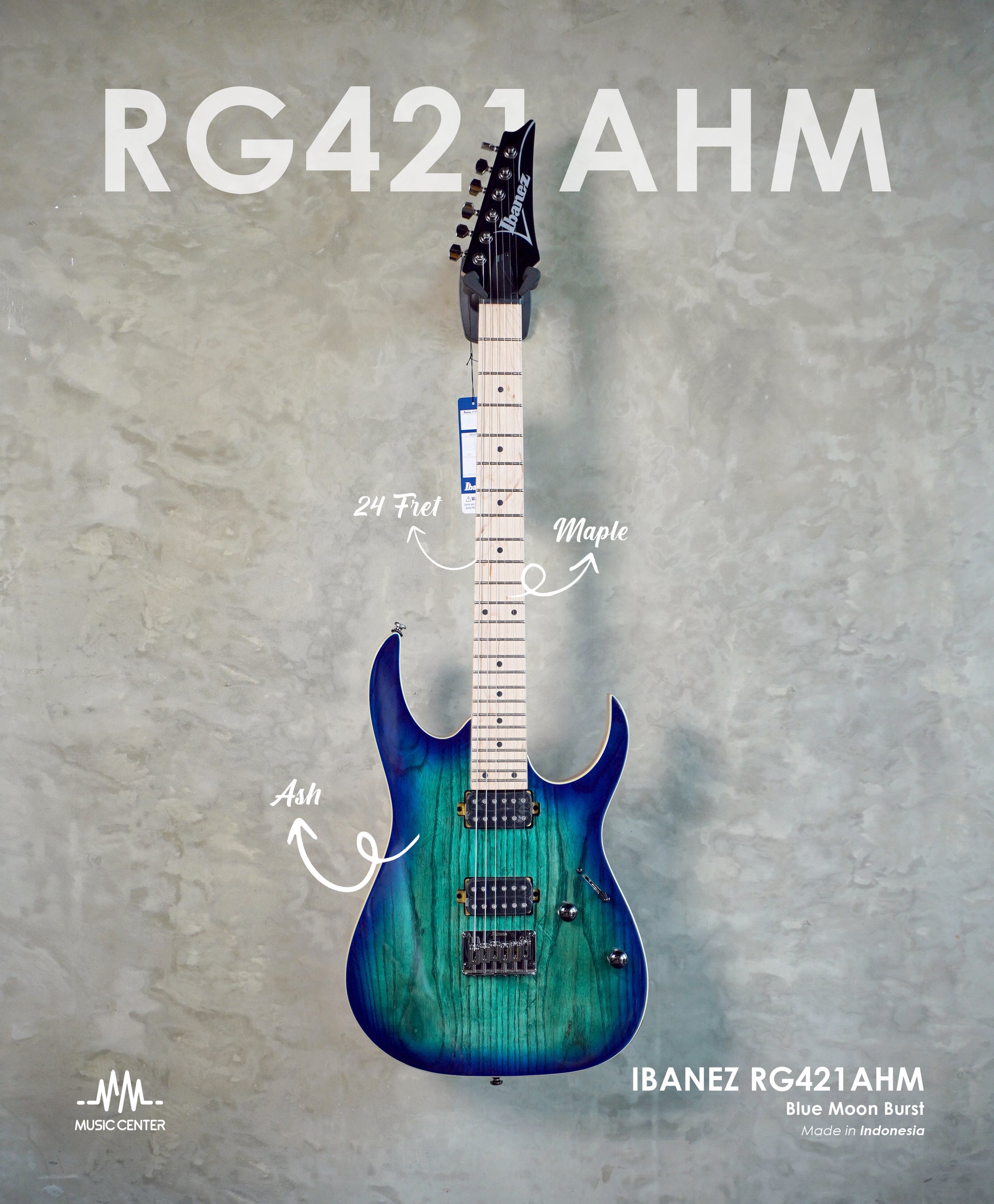 Ibanez RG421AHM Electric Guitar - Blue Moon Burst