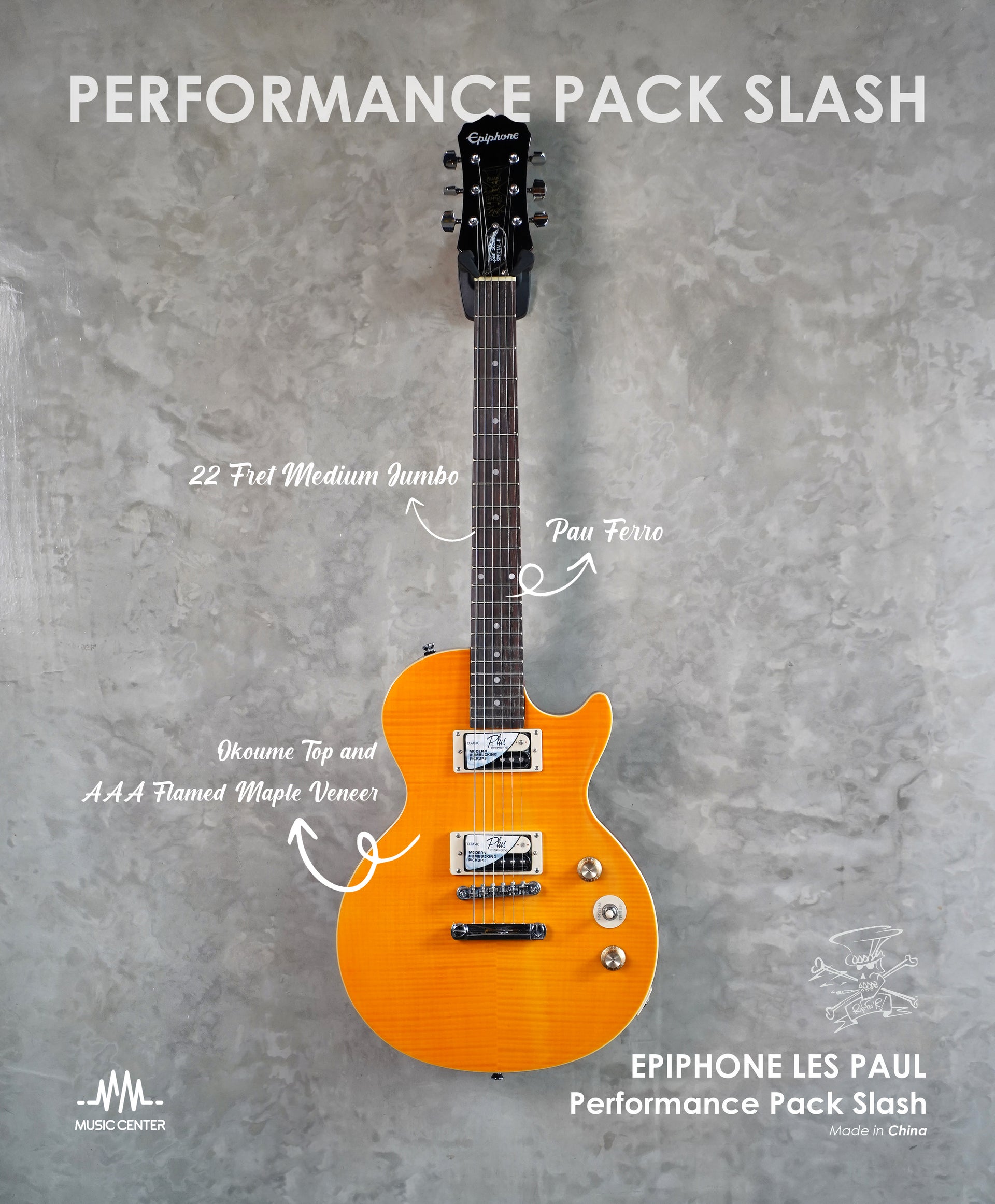 Epiphone Les Paul Performance Pack Slash Electric Guitar, Appetite Amber