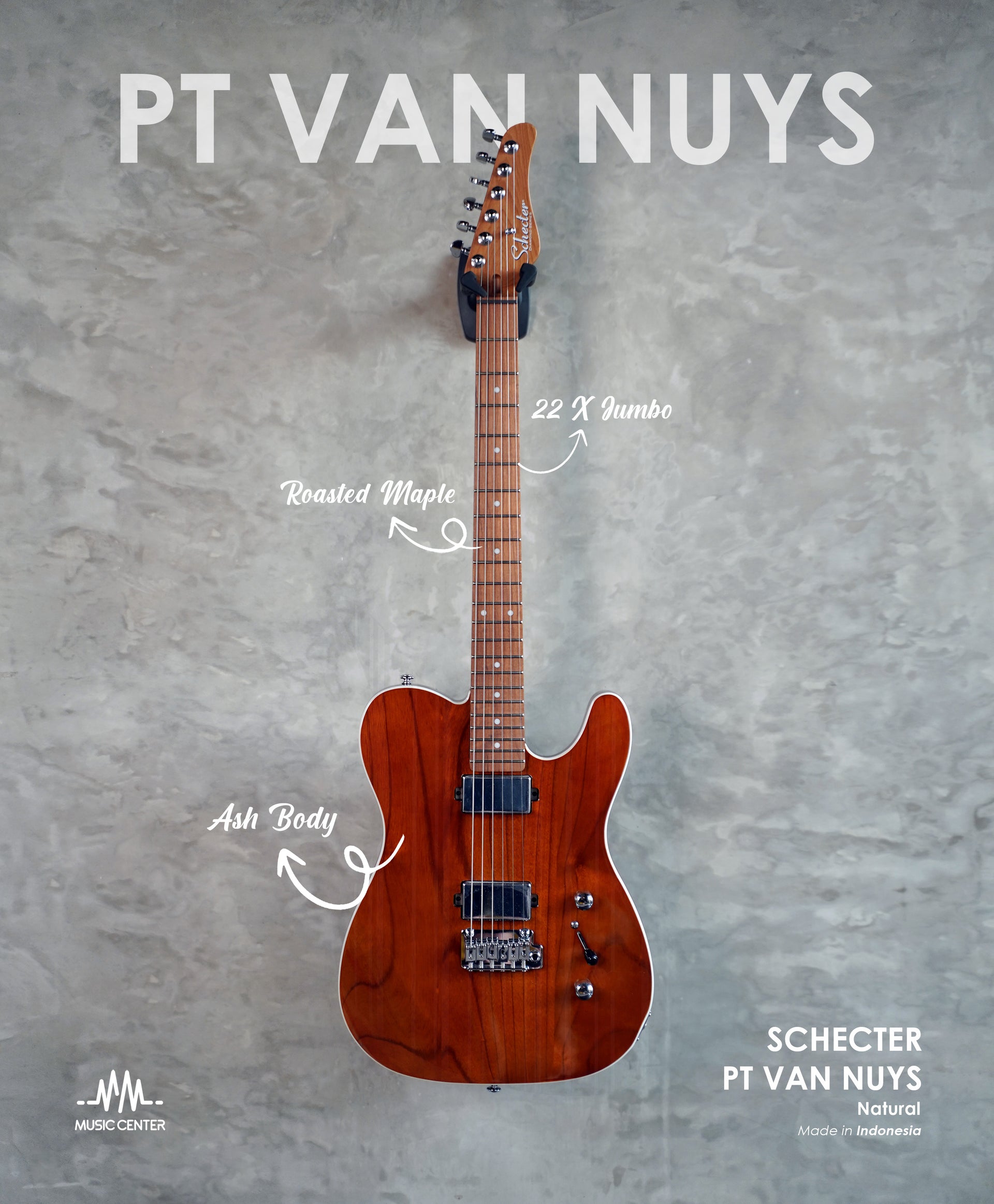 Schecter PT Van Nuys Electric Guitar Tele, Natural
