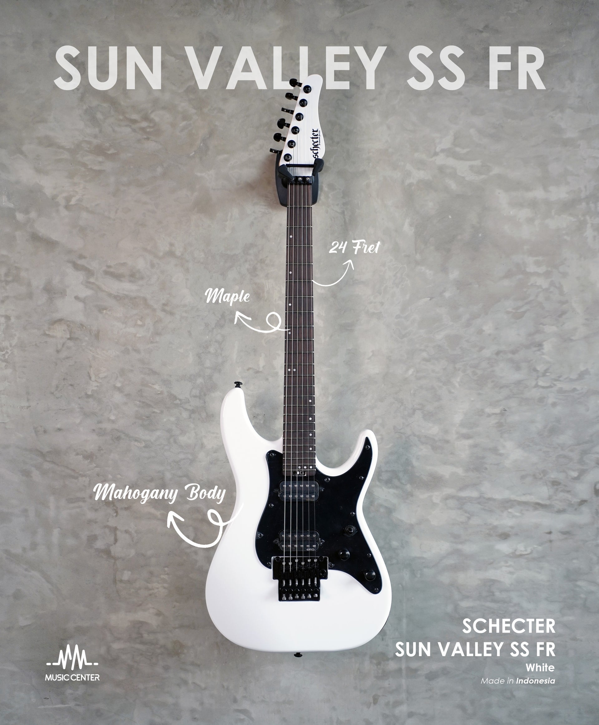 Schecter Sun Valley Super Shredder FR Stratocaster, White
